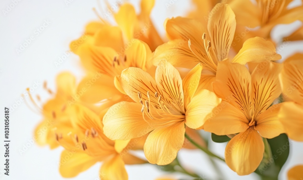 A close up of a bunch of yellow flowers with a white background A close up of a bunch of yellow flowers with a white background