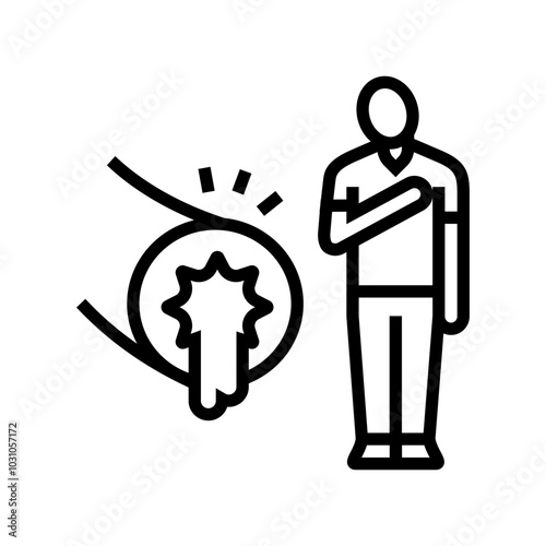 asthma man disease line icon vector. asthma man disease sign. isolated contour symbol black illustration