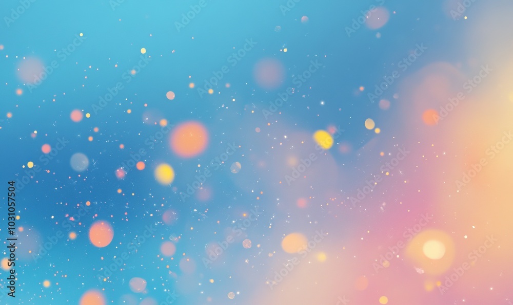 A blurry image of a blue sky with a few yellow and orange dots A blurry image of a blue sky with a few yellow and orange dots