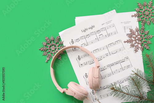 Headphones with music note ...
