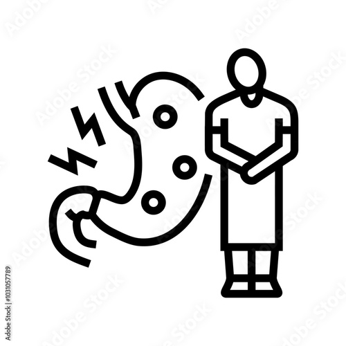 ulcers man disease line icon vector. ulcers man disease sign. isolated contour symbol black illustration