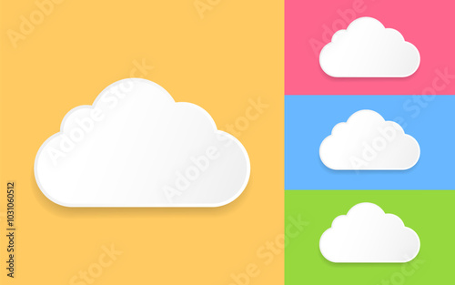 3d cloud icon illustrations. Vector cartoon clouds in flat design. Clouds symbol