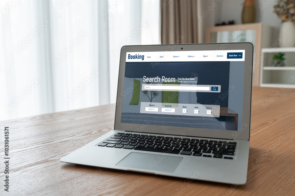 Online hotel accommodation booking website provide modish reservation system . Travel technology concept . Online hotel accommodation booking website provide modish reservation system . Travel technology concept .