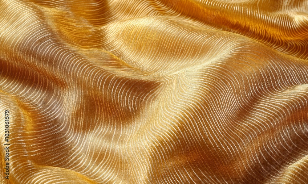 A gold fabric with a wave pattern A gold fabric with a wave pattern