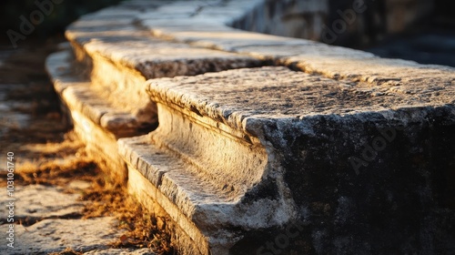 Wallpaper Mural Close-up of a sharp corner where two sections of a Roman aqueduct meet. The precision of the stonework is highlighted by soft shadows with slightly weathered but sharp edges Torontodigital.ca
