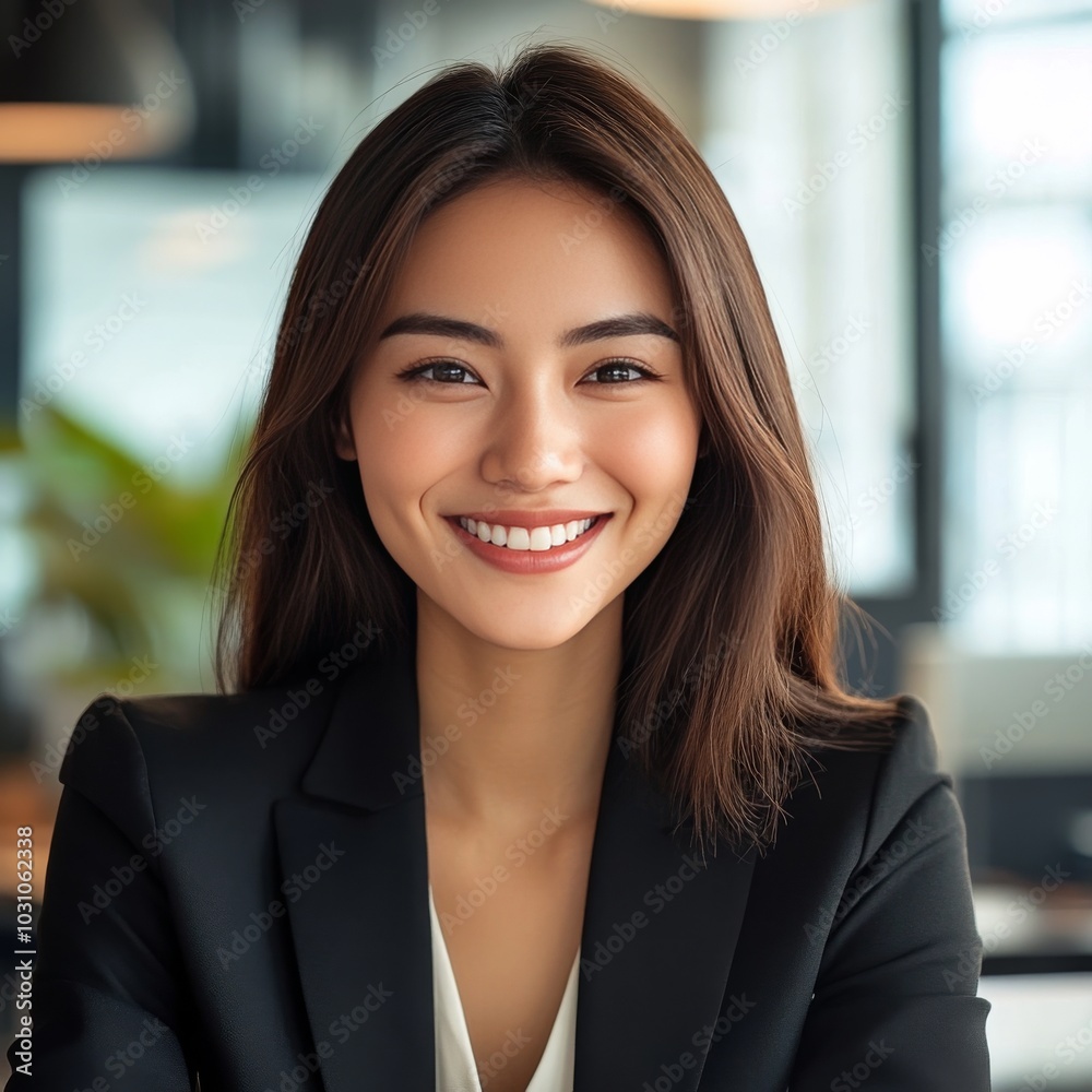 Fototapeta premium Professional woman beaming in workplace