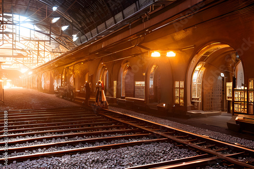 Underground train station at night, Generated By Ai