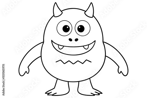 Happy Halloween Day. Set of cute monster isolated on white background line art cartoon character coloring page for kids. Funny animal outline illustration.with white background.