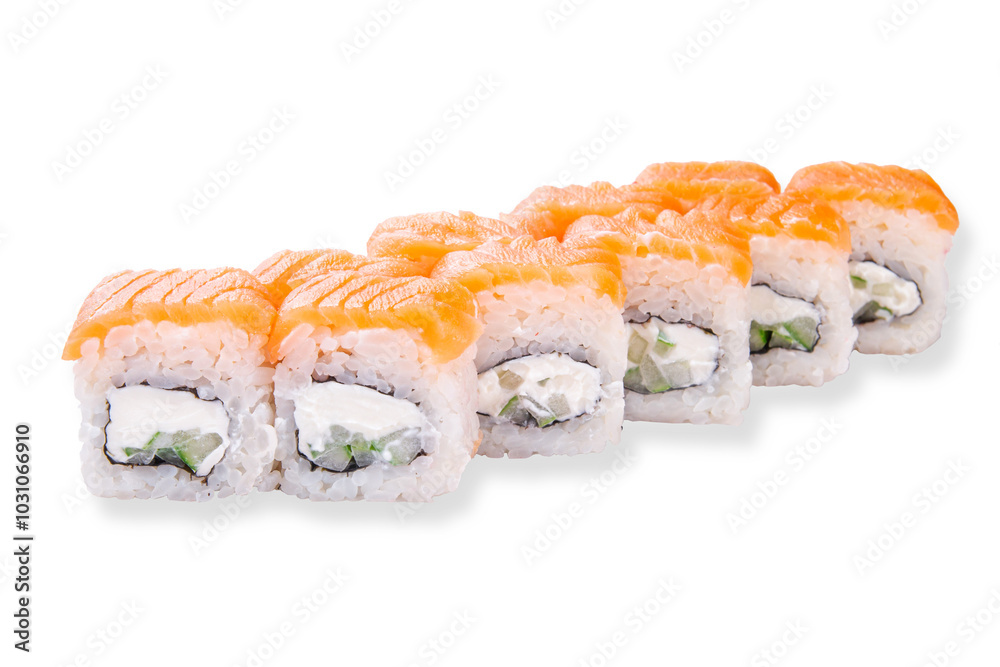 Philadelphia sushi rolls on a white background Philadelphia sushi rolls on a white background
