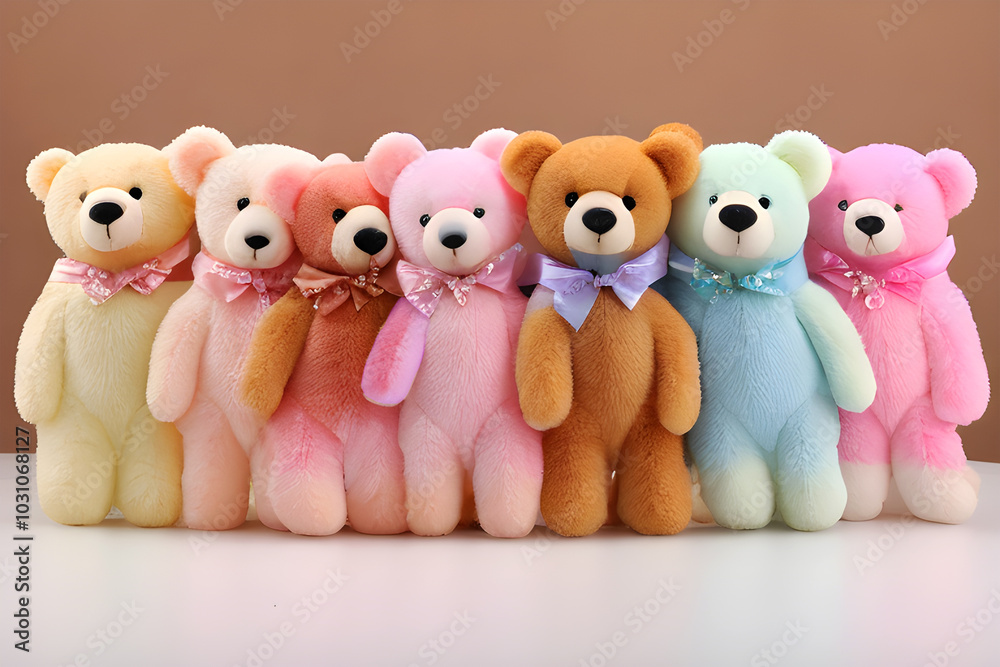 Colorful Teddy bears soft toys, Generative AI Colorful Teddy bears soft toys, Generative AI