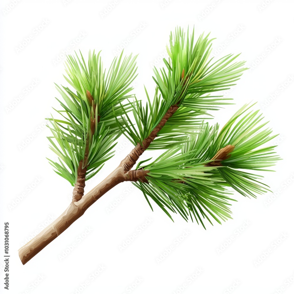 Decorative fir branch isolated illustration. Hand drawn needles and greenery branches of natural forest Christmas tree. Holiday decor with fir branch for 2024. New Year celebration decoration for fir Decorative fir branch isolated illustration. Hand drawn needles and greenery branches of natural forest Christmas tree. Holiday decor with fir branch for 2024. New Year celebration decoration for fir