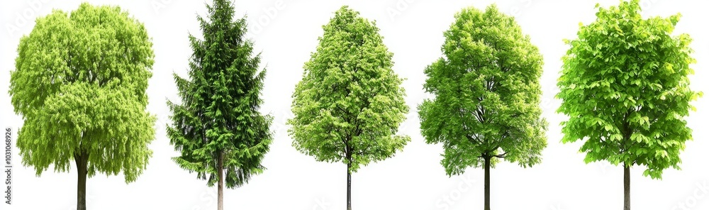 The aspen trees are isolated on a transparent background. It is a 3D illustration. The aspen trees are isolated on a transparent background. It is a 3D illustration.