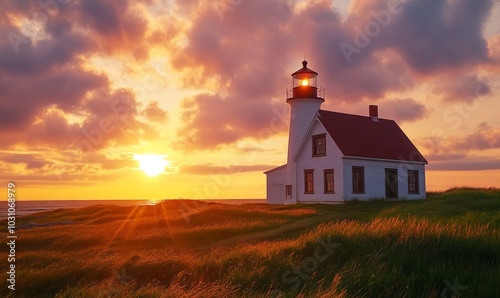 Sunrise at Pointe a la Renommee Lighthouse photo