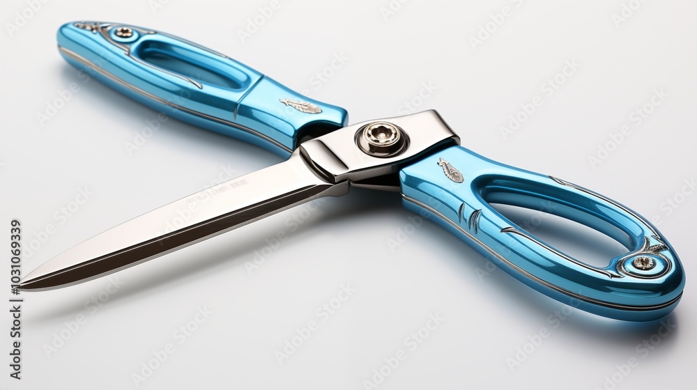 Blue scissors isolated clipping path white background Blue scissors isolated clipping path white background