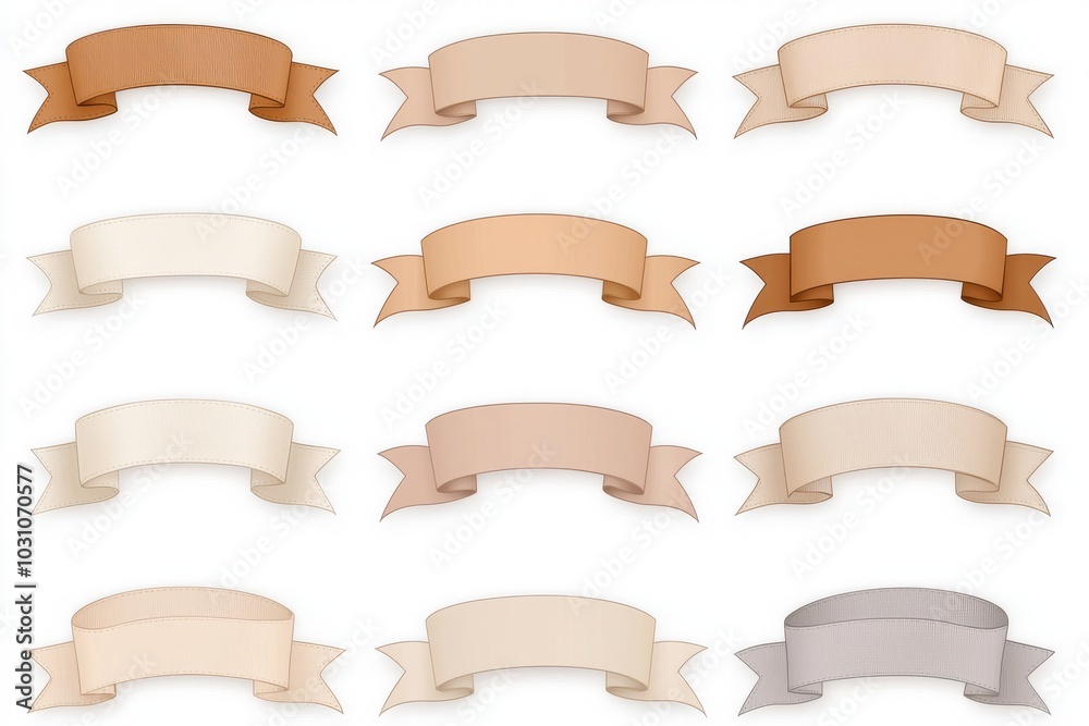Mockup set featuring pale earth tone ribbons Mockup set featuring pale earth tone ribbons