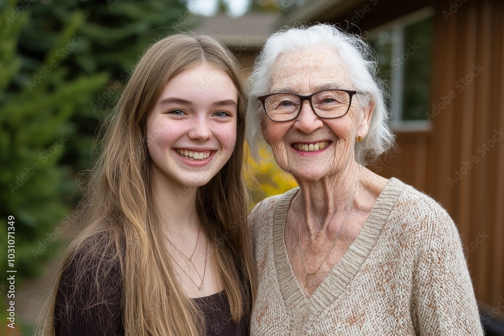 Gratitude, family, and an adult daughter embracing an elderly woman in a back yard or park on mothers day. Gratitude, family, and an adult daughter embracing an elderly woman in a back yard or park on mothers day.