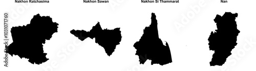 Nakhon Ratchasima, Nakhon Sawan, Nakhon Si Thammarat, Nan outline maps