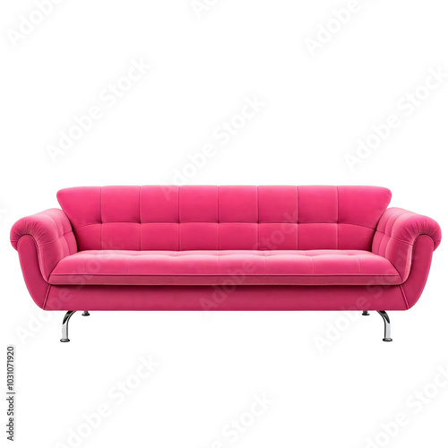 Modern large luxury pink sofa on transparent background