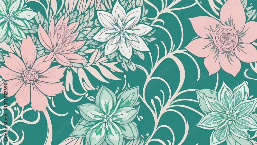 Fototapeta premium seamless pattern with flowers