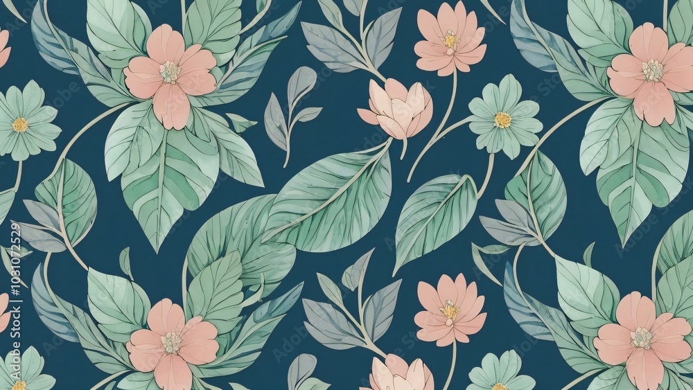 Fototapeta premium seamless pattern with flowers