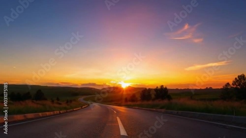 Wallpaper Mural Stunning Sunset Over Asphalt Road – 4K Seamless Looping Animation Background | Ultra HD Virtual Scenery Torontodigital.ca