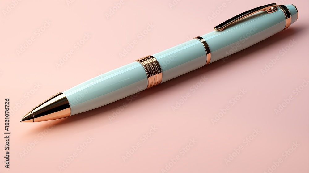 Fototapeta premium Metal pen on a isolated pastel background