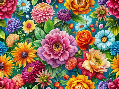 Vibrant Floral Pattern Abstract Design for Textiles, Wallpapers, and Home Decor Projects in Stunning Color Combinations