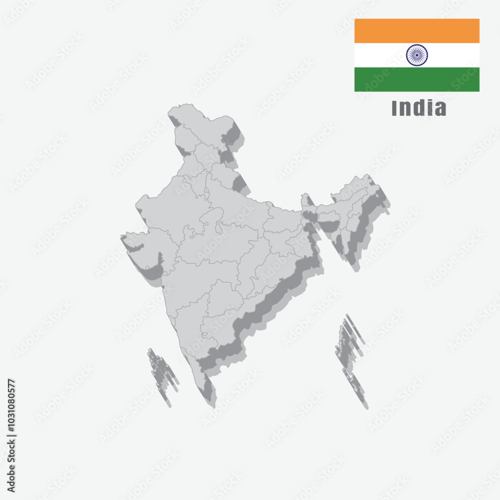 Fototapeta premium 3D map of India with separated sections on a white background