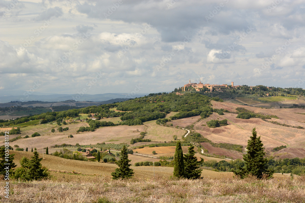 View of Pienza and Val d'Orcia. Tuscany. Italy View of Pienza and Val d'Orcia. Tuscany. Italy