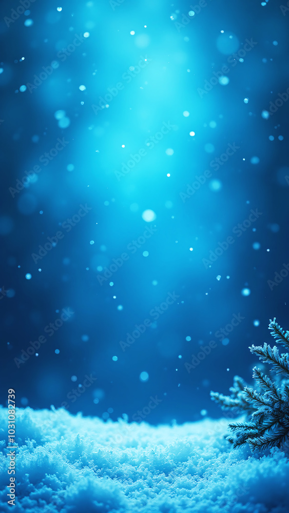 A blue Christmas background with snowflakes falling from the sky, creating a beautiful winter scene. The snow is pristine and untouched. Banner, wallpaper, copy space. A blue Christmas background with snowflakes falling from the sky, creating a beautiful winter scene. The snow is pristine and untouched. Banner, wallpaper, copy space.