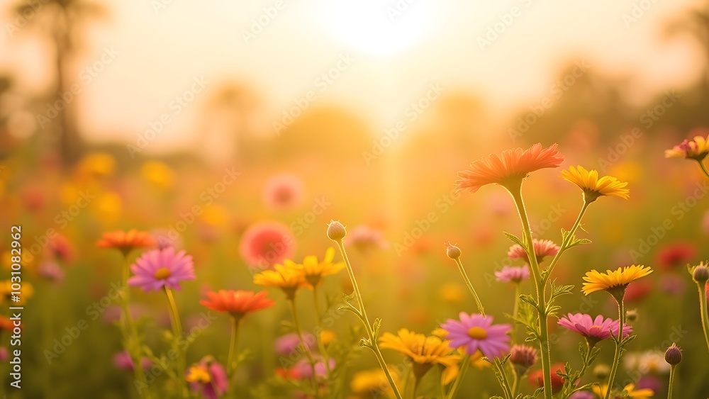 Vibrant Wildflowers in a Beautiful Sunlit Field Vibrant Wildflowers in a Beautiful Sunlit Field