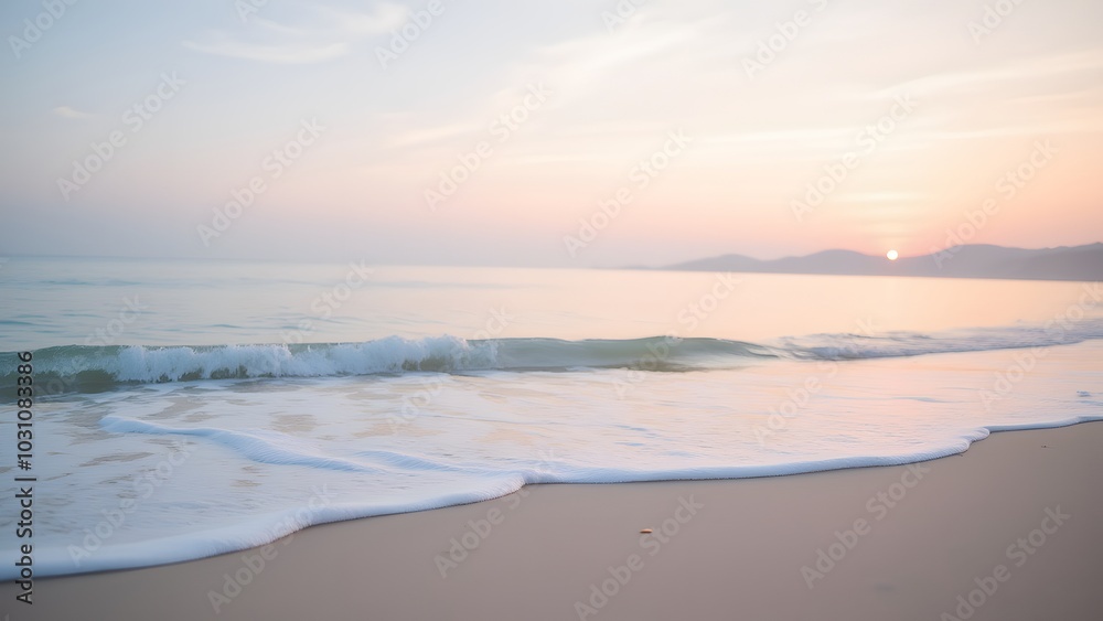 Tranquil Beach at Sunrise with Soft Waves Tranquil Beach at Sunrise with Soft Waves
