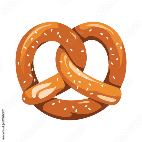 Tasty pretzel, isolated on a white background. Ideal for food-related and snack-themed designs.