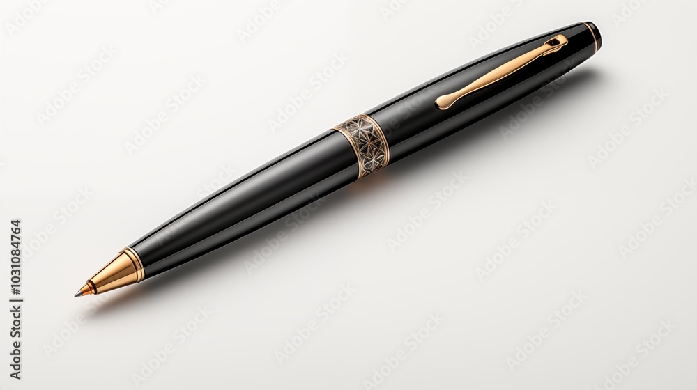 pen isolated on white, ballpoint mockup, elegant silver black pen pen isolated on white, ballpoint mockup, elegant silver black pen