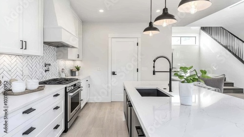 Bright and Modern Kitchen Interior with Sleek Appliances and Minimalist Decor