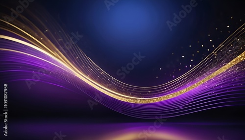 abstract Elegant blue-white-purple background with golden lines decoration	