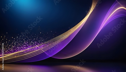 abstract Elegant blue-white-purple background with golden lines decoration	