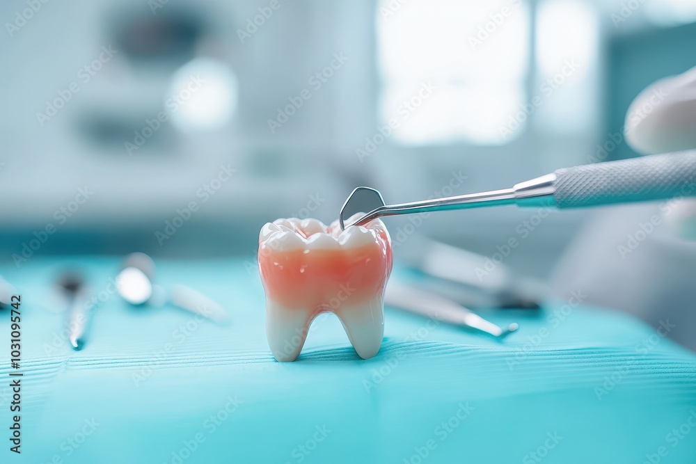 Close-up Dental Extraction Procedure with Dentist Removing a Last Molar Tooth, Focus on Surgical Tools in Background Close-up Dental Extraction Procedure with Dentist Removing a Last Molar Tooth, Focus on Surgical Tools in Background