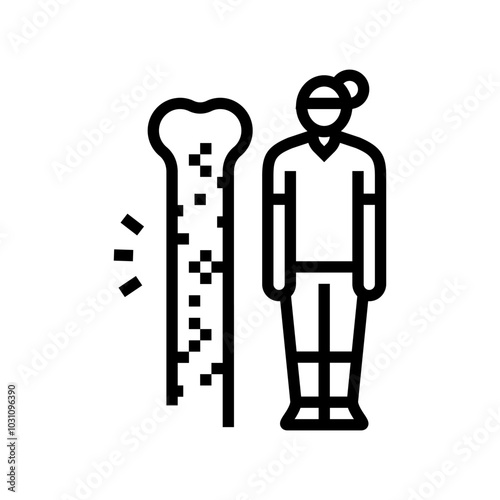 osteoporosis woman disease line icon vector. osteoporosis woman disease sign. isolated contour symbol black illustration