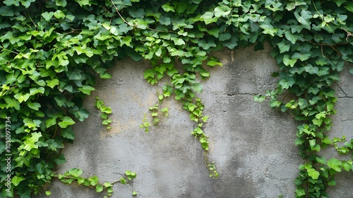 植物で覆われた石壁