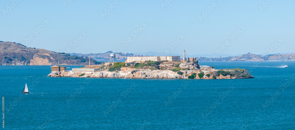 Alcatraz Island and Marin Headlands in San Francisco Bay Alcatraz Island and Marin Headlands in San Francisco Bay