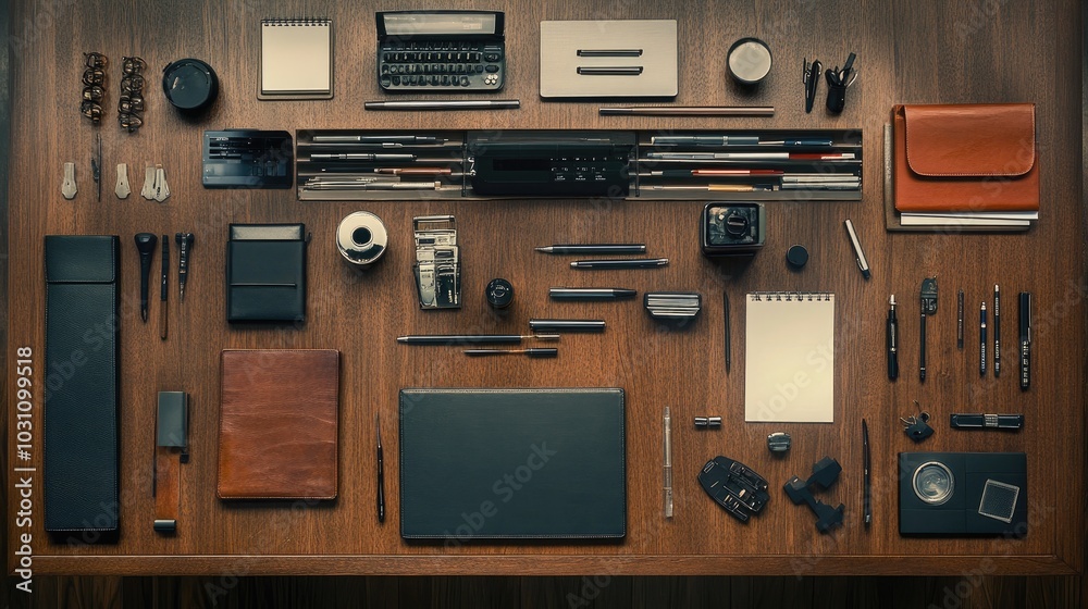 Creative Workspace with Office Supplies and Tools Creative Workspace with Office Supplies and Tools
