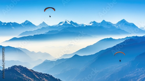 Stunning Paragliding Over Majestic Mountain Landscape