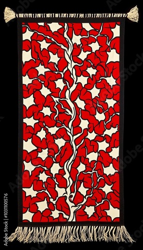Scandinavian Flat Weave Tapestry Kilim Rug With Abstract Pattern, Vintage Textile Hanging. photo