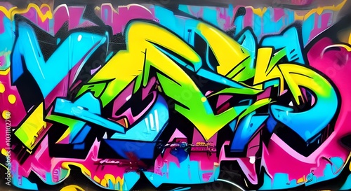 Wallpaper Mural Vibrant Abstract Graffiti Art with Bold Shapes and Bright Colors | 342 Torontodigital.ca