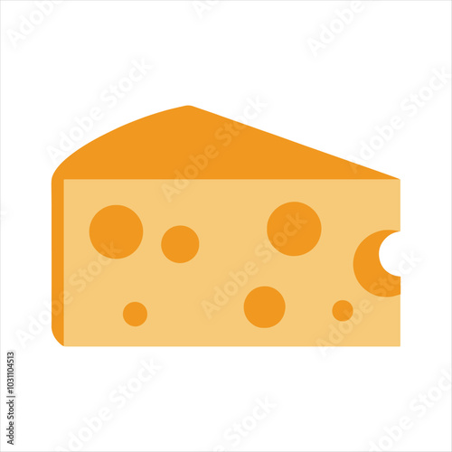 Vector illustration of isolated cartoon cheese. Fun and playful design, showcasing a wedge of cheese with holes, ideal for food-related themes and culinary graphics.