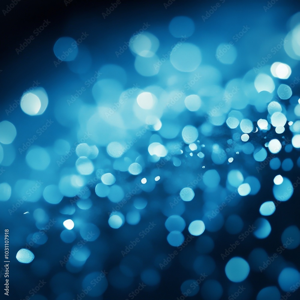 Bokeh Background, Abstract Blue Lights, Festive Holiday Festive Texture, Defocused Illumination