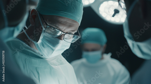 Surgeon and surgical team preparing for an operation in the operating room, demonstrating teamwork and focusphoto photo