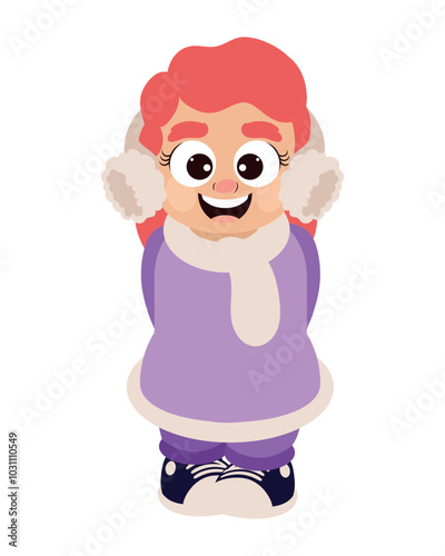 redhead girl Wearing Winter Clothes