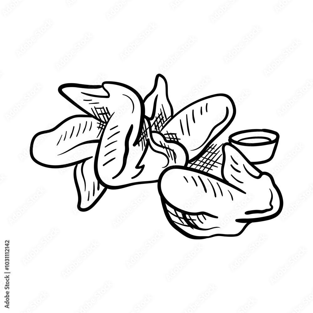 Chicken Wings Hand-Drawn Food Vector Icon Chicken Wings Hand-Drawn Food Vector Icon